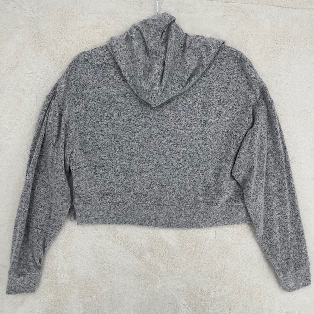 Quince Eco-Soft Cropped Hoodie Heather Grey Pullover Sweatshirt S Comfy Lounge - Picture 5 of 9